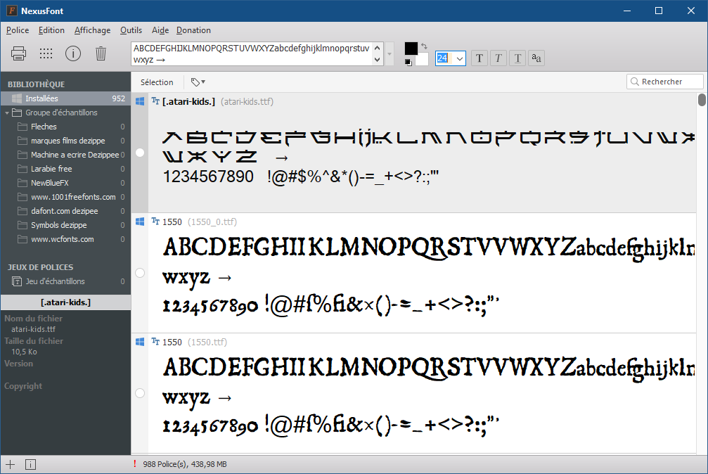 NexusFont screenshot