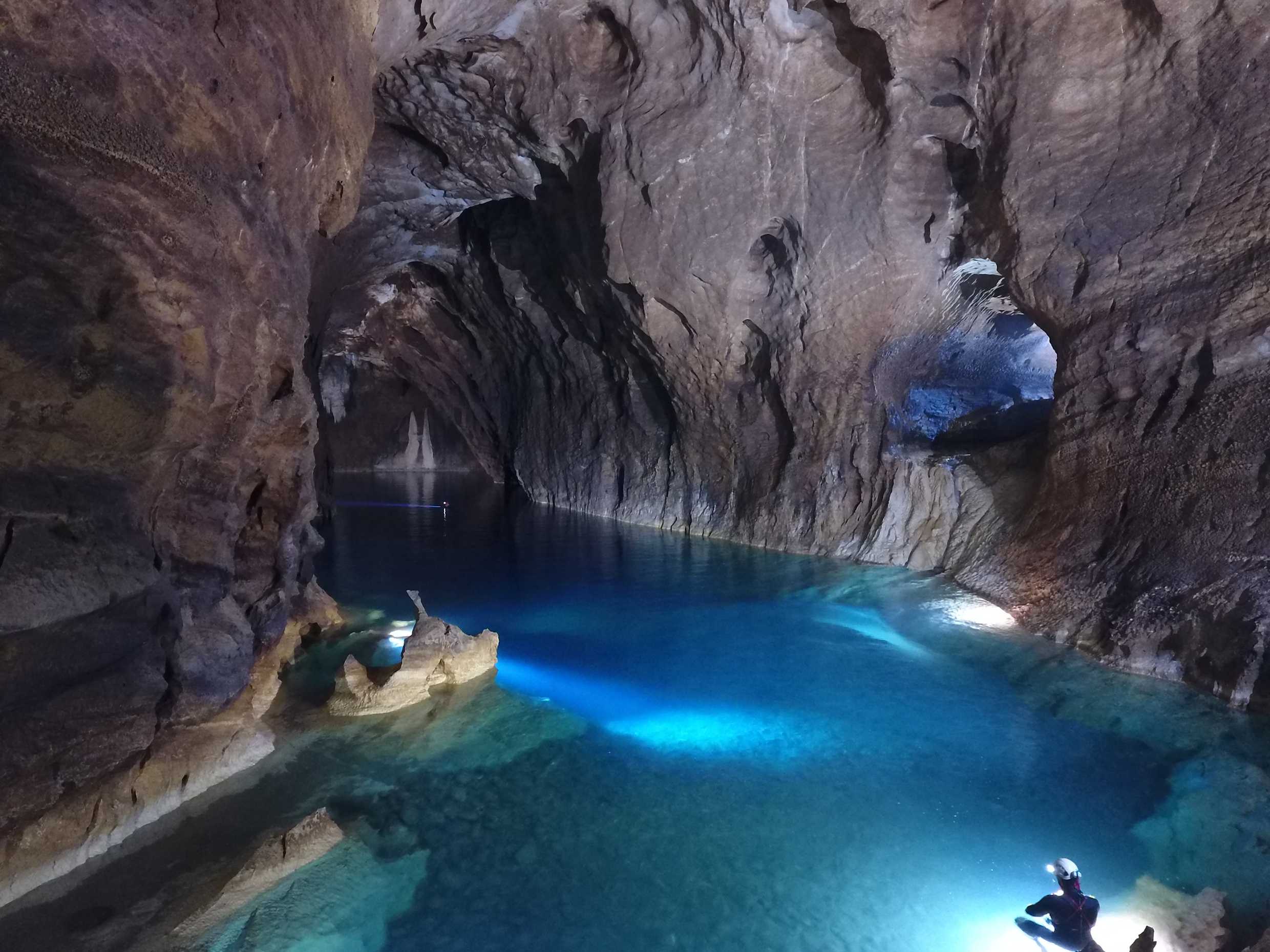 Big lake inside cave