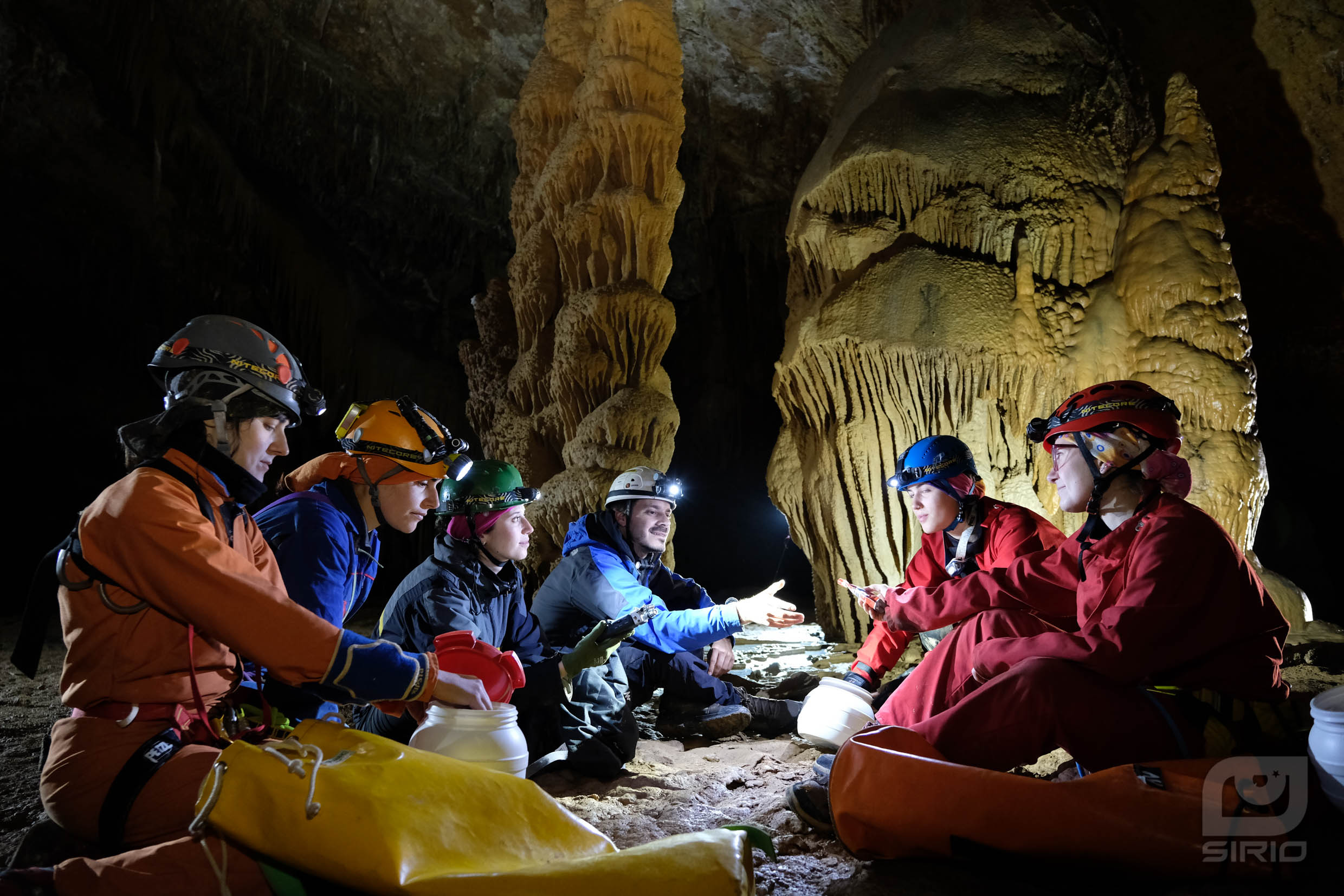 Cavers eating